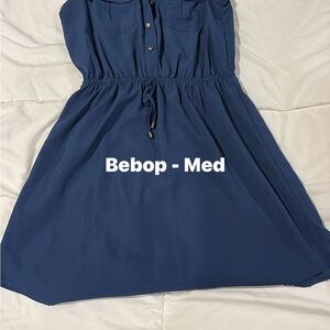 BeBop Navy Drawstring Shirt Dress with Front Pockets